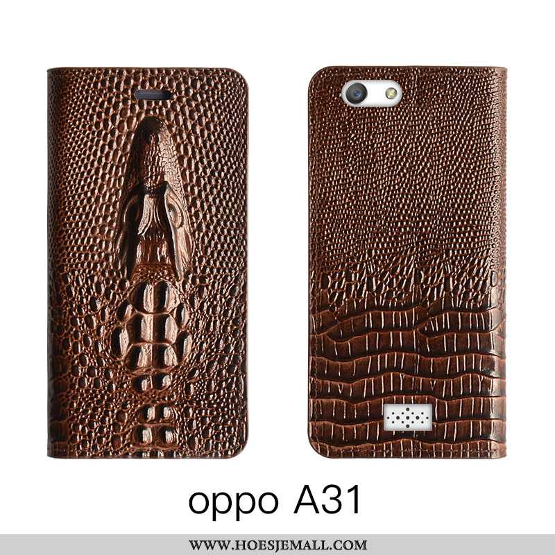 Hoesje Oppo A31 Leer Bescherming Koe Rood Echt Leer High End Roos