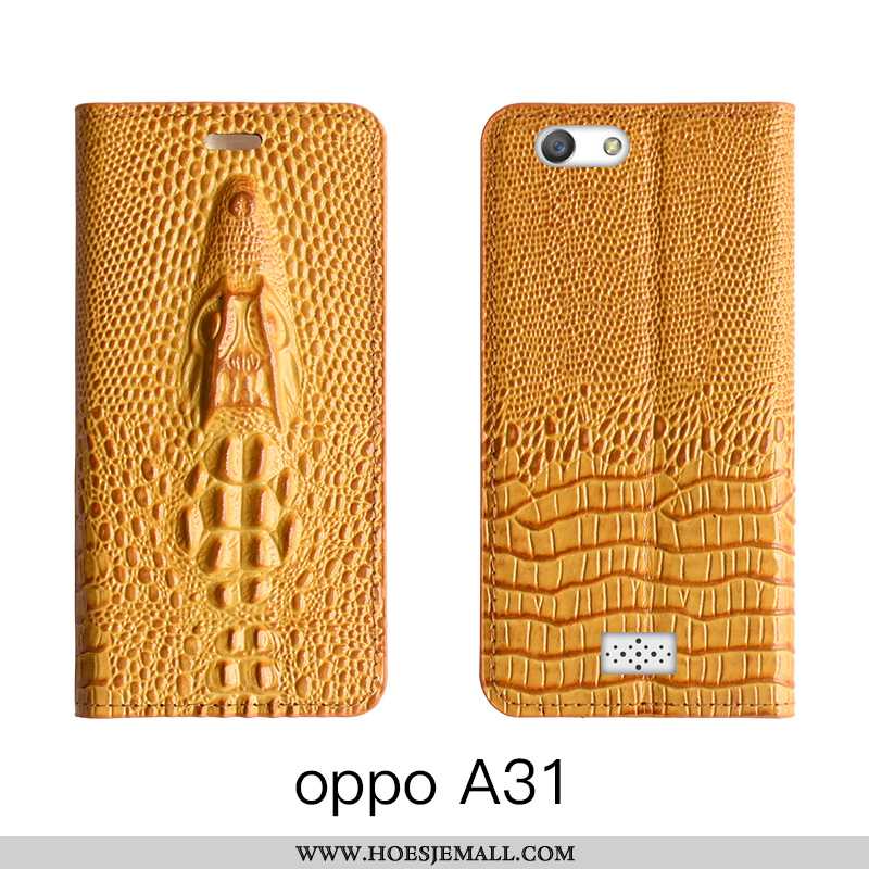 Hoesje Oppo A31 Leer Bescherming Koe Rood Echt Leer High End Roos