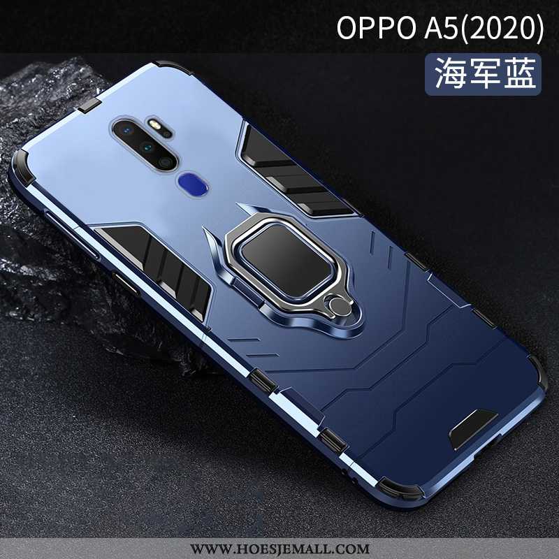 Hoesje Oppo A5 2020 Bescherming Scheppend Ring Pantser Ondersteuning Mobiele Telefoon Zwarte