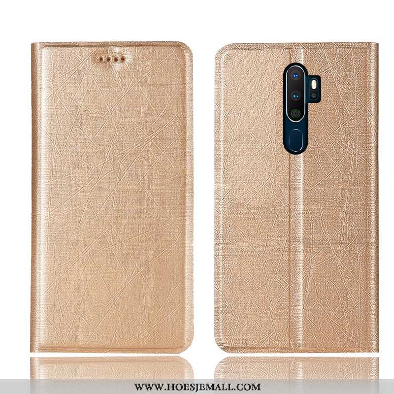 Hoes Oppo A5 2020 Leren Hoesje Bescherming Folio All Inclusive Anti-fall Mobiele Telefoon Gouden