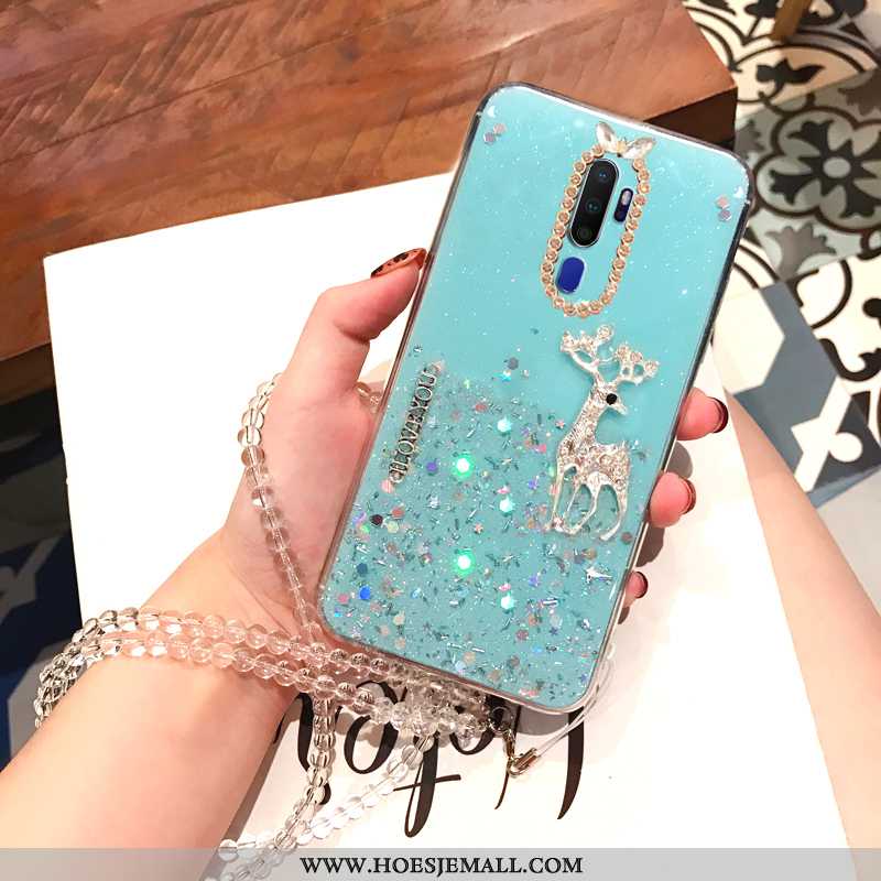 Hoesje Oppo A5 2020 Hanger Zacht Anti-fall Kristal Mobiele Telefoon Skärmskydd Bescherming Zilveren