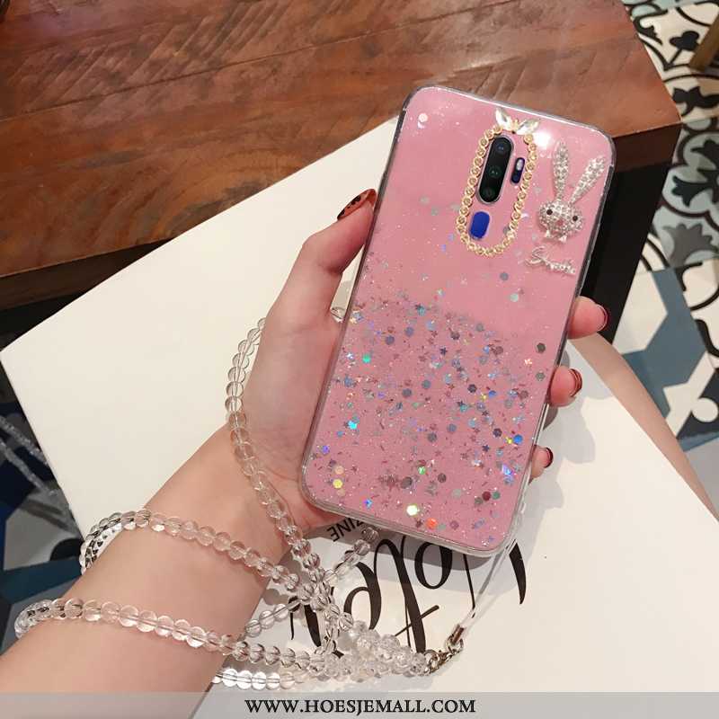 Hoesje Oppo A5 2020 Hanger Zacht Anti-fall Kristal Mobiele Telefoon Skärmskydd Bescherming Zilveren