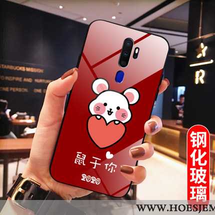 Hoes Oppo A5 2020 Zacht Bescherming Tempereren Nieuw Lovers Rat Hoesje Rood