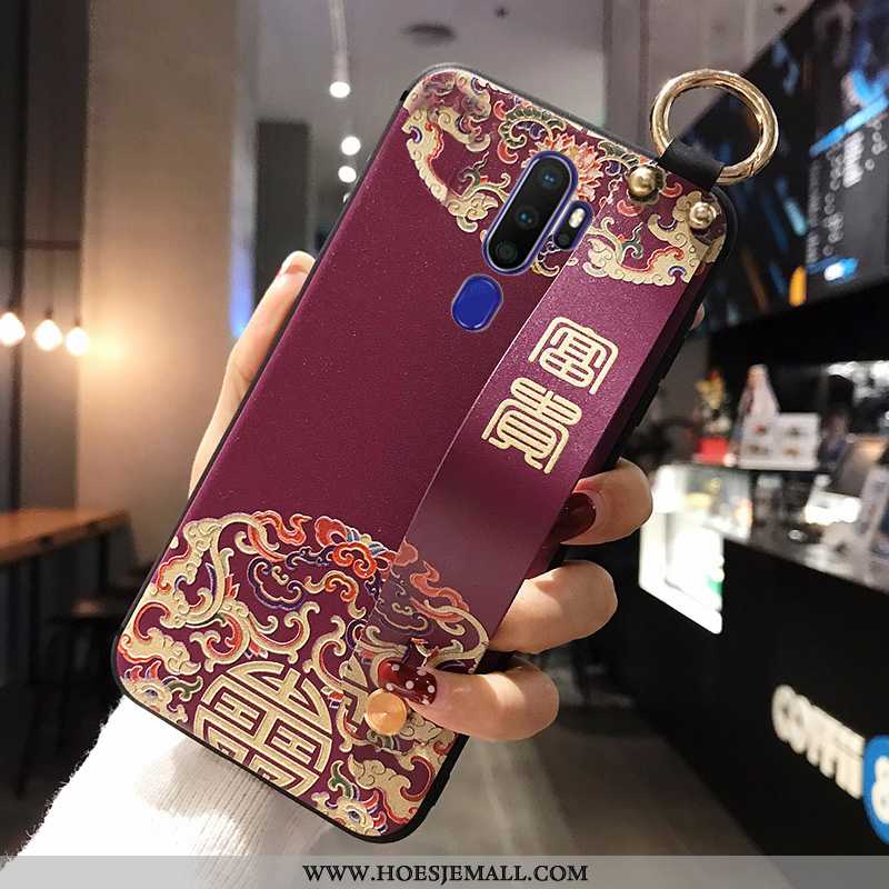 Hoes Oppo A5 2020 Siliconen Bescherming Zacht Mobiele Telefoon Hoesje Spotprent Lovers Purper