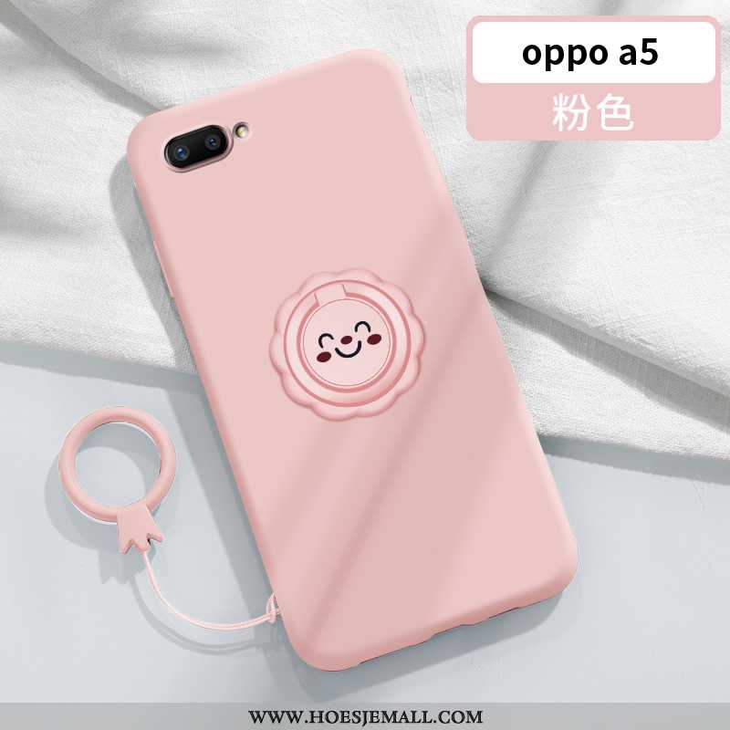 Hoes Oppo A5 Siliconen Bescherming Rood Auto Dun Ring Roze