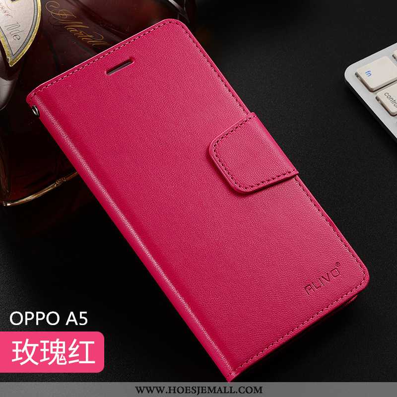 Hoesje Oppo A5 Zacht Siliconen Clamshell Roze All Inclusive Leren