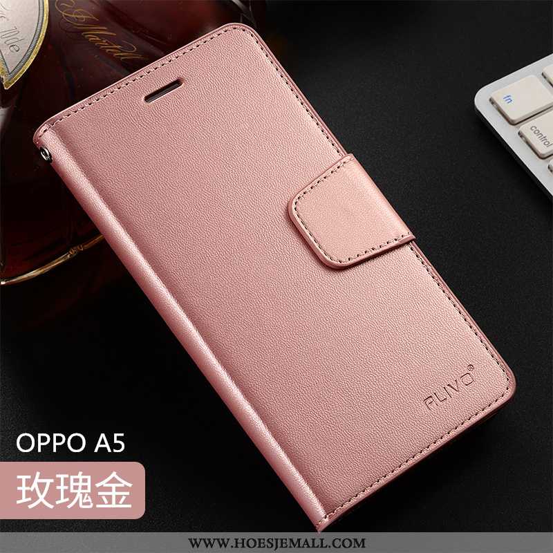 Hoesje Oppo A5 Zacht Siliconen Clamshell Roze All Inclusive Leren