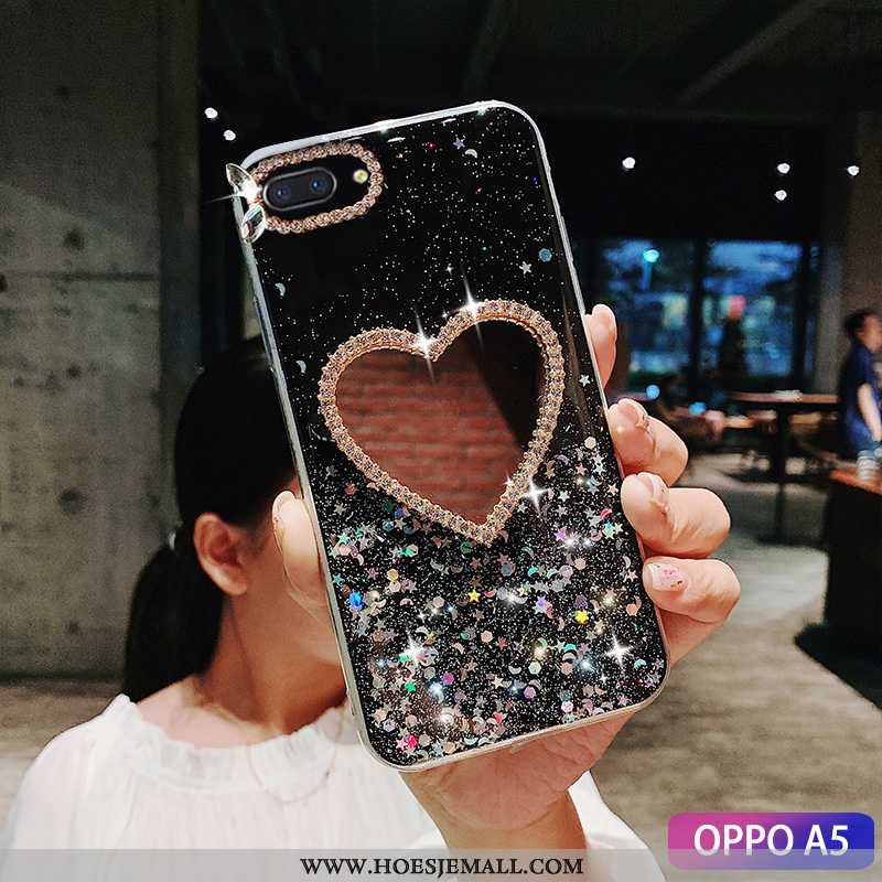 Hoes Oppo A5 Mode Strass Tempereren Hoesje Trend Make-up Groen