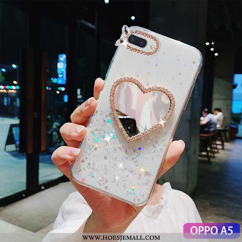 Hoes Oppo A5 Mode Strass Tempereren Hoesje Trend Make-up Groen