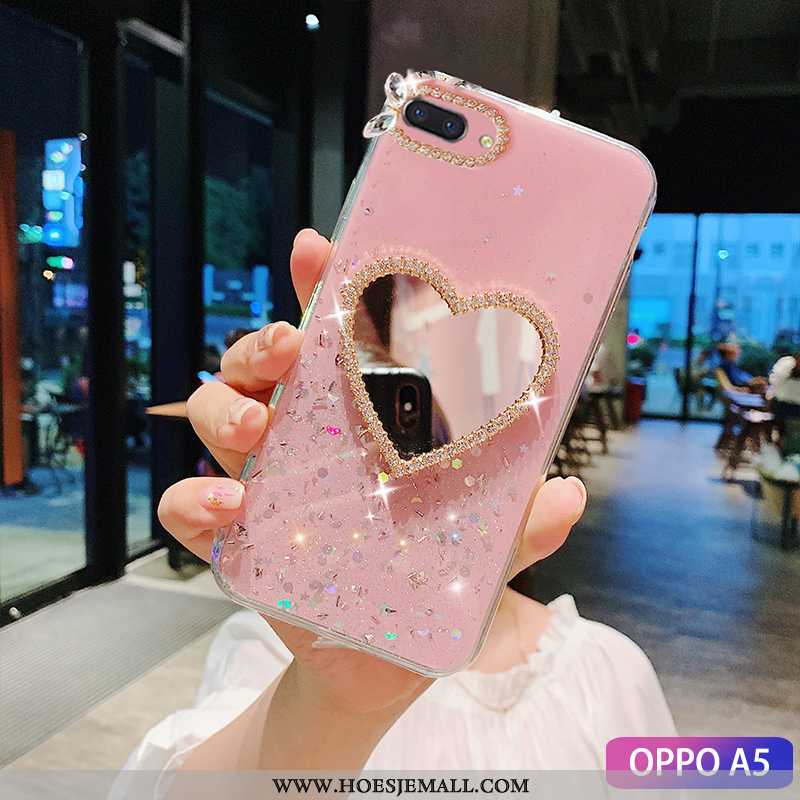 Hoes Oppo A5 Mode Strass Tempereren Hoesje Trend Make-up Groen