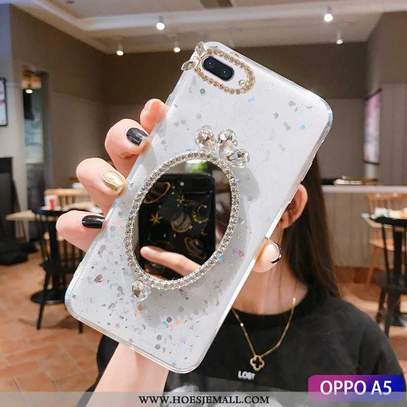 Hoes Oppo A5 Mode Strass Tempereren Hoesje Trend Make-up Groen