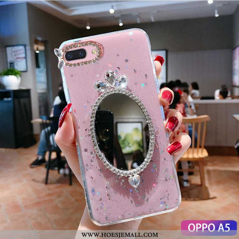 Hoes Oppo A5 Mode Strass Tempereren Hoesje Trend Make-up Groen