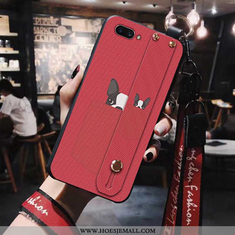 Hoes Oppo A5 Siliconen Hanger Rood Anti-fall Spotprent Mooie
