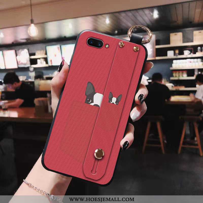 Hoes Oppo A5 Siliconen Hanger Rood Anti-fall Spotprent Mooie