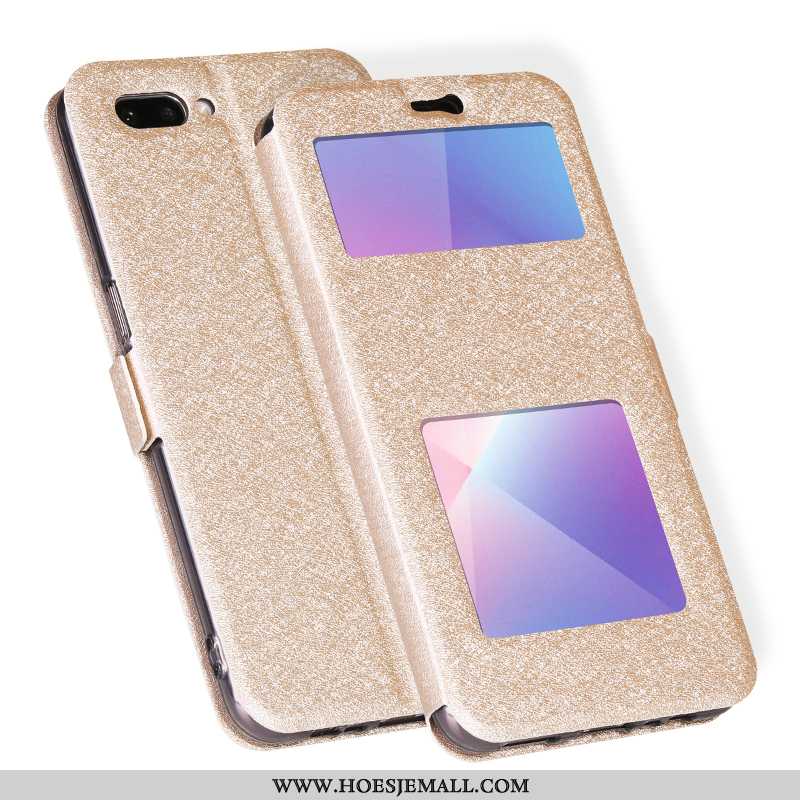 Hoes Oppo A5 Leren Hoesje Siliconen Mobiele Telefoon All Inclusive Folio Anti-fall Gouden