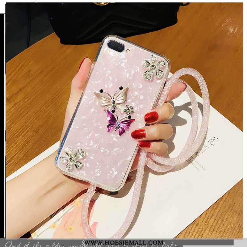 Hoes Oppo A5 Kristal Strass Hoesje Mooie Mobiele Telefoon Wit Hanger Witte