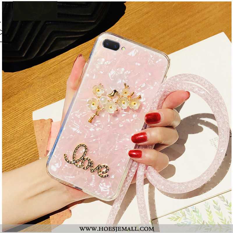 Hoes Oppo A5 Kristal Strass Hoesje Mooie Mobiele Telefoon Wit Hanger Witte