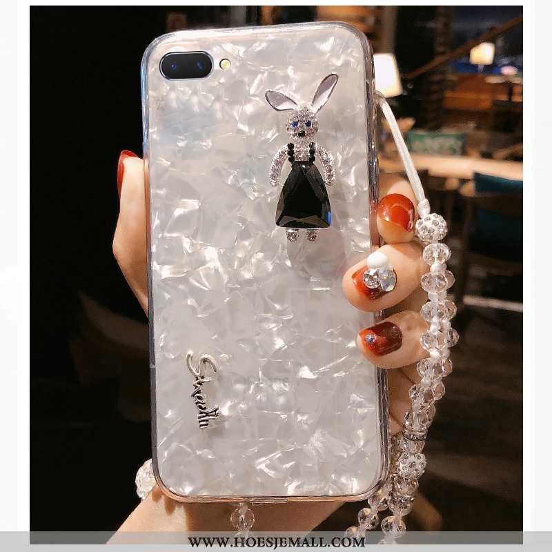 Hoes Oppo A5 Kristal Strass Hoesje Mooie Mobiele Telefoon Wit Hanger Witte