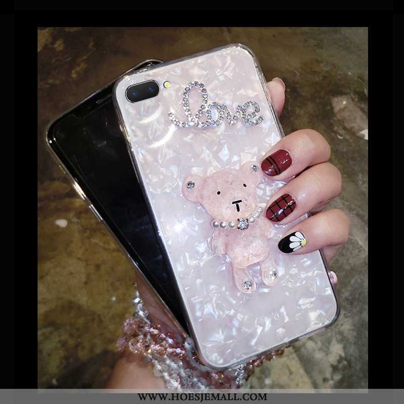 Hoes Oppo A5 Kristal Strass Hoesje Mooie Mobiele Telefoon Wit Hanger Witte