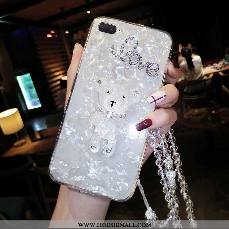 Hoes Oppo A5 Kristal Strass Hoesje Mooie Mobiele Telefoon Wit Hanger Witte