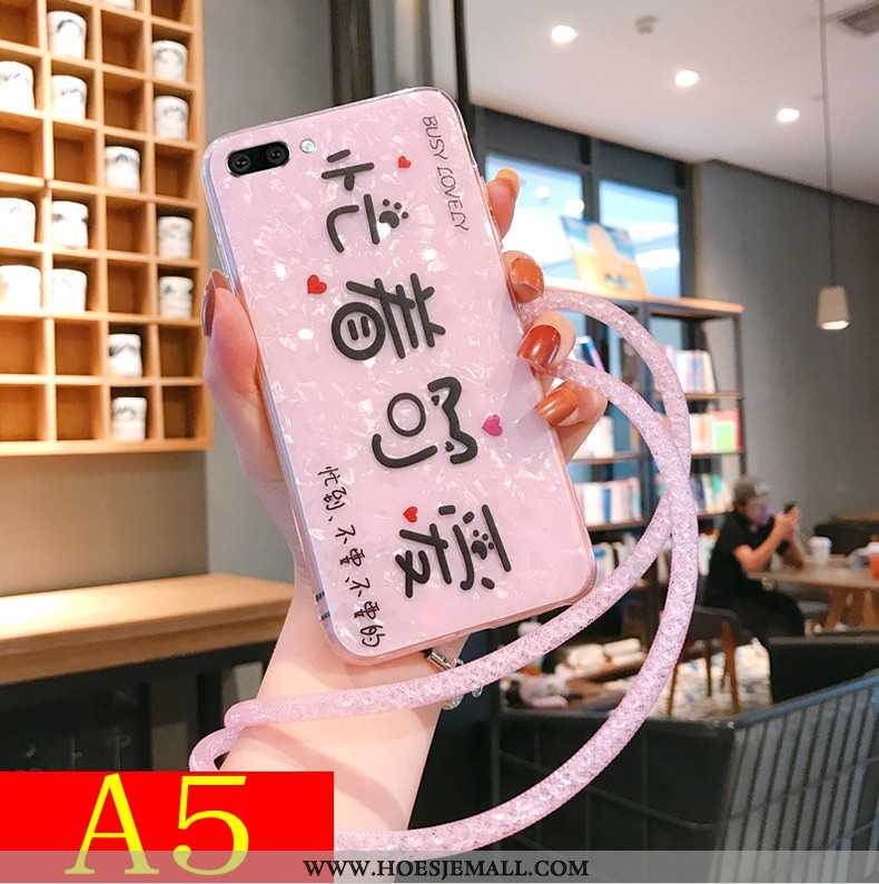 Hoes Oppo A5 Patroon Trend Doorzichtig Anti-fall Mobiele Telefoon Siliconen Schelp Roze