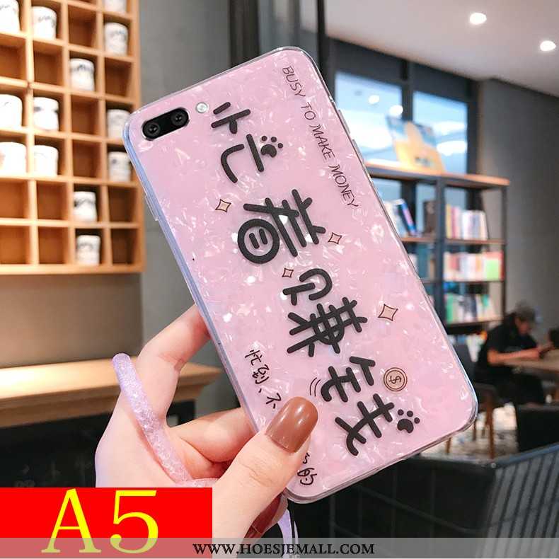 Hoes Oppo A5 Patroon Trend Doorzichtig Anti-fall Mobiele Telefoon Siliconen Schelp Roze