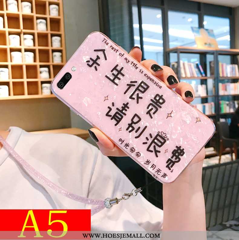 Hoes Oppo A5 Patroon Trend Doorzichtig Anti-fall Mobiele Telefoon Siliconen Schelp Roze