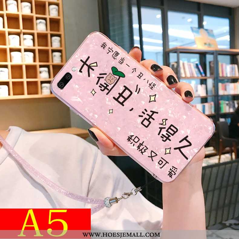 Hoes Oppo A5 Patroon Trend Doorzichtig Anti-fall Mobiele Telefoon Siliconen Schelp Roze