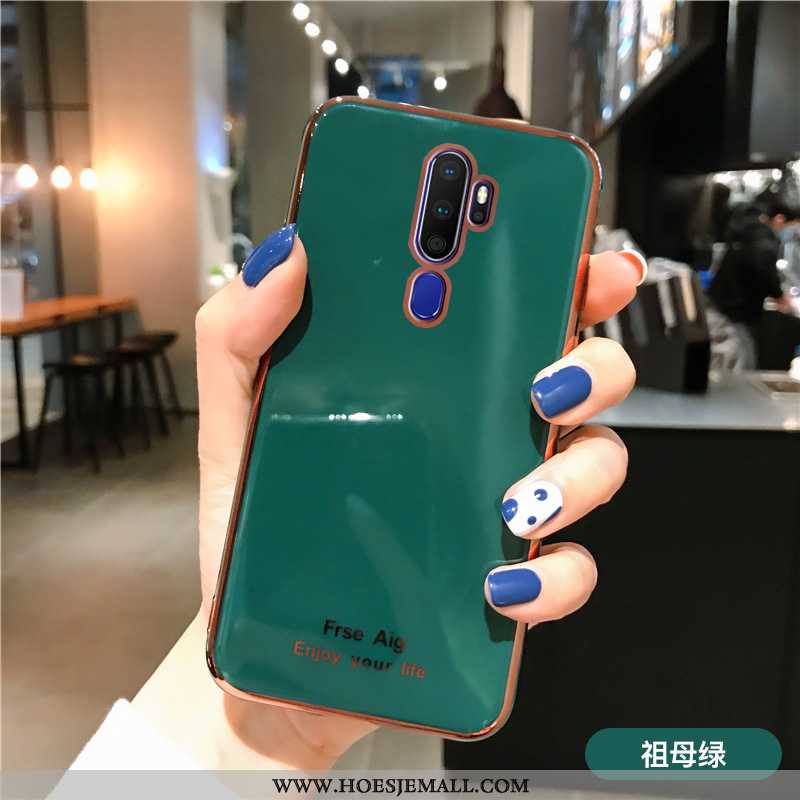 Hoes Oppo A9 2020 Anti-fall Eenvoudige Effen Kleur Mobiele Telefoon Net Red Hoesje Plating Roze