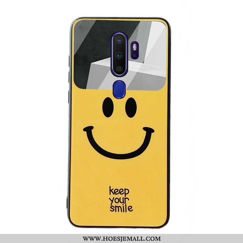 Hoes Oppo A9 2020 Glas Spotprent Skärmskydd Student Mobiele Telefoon Geel Smiley