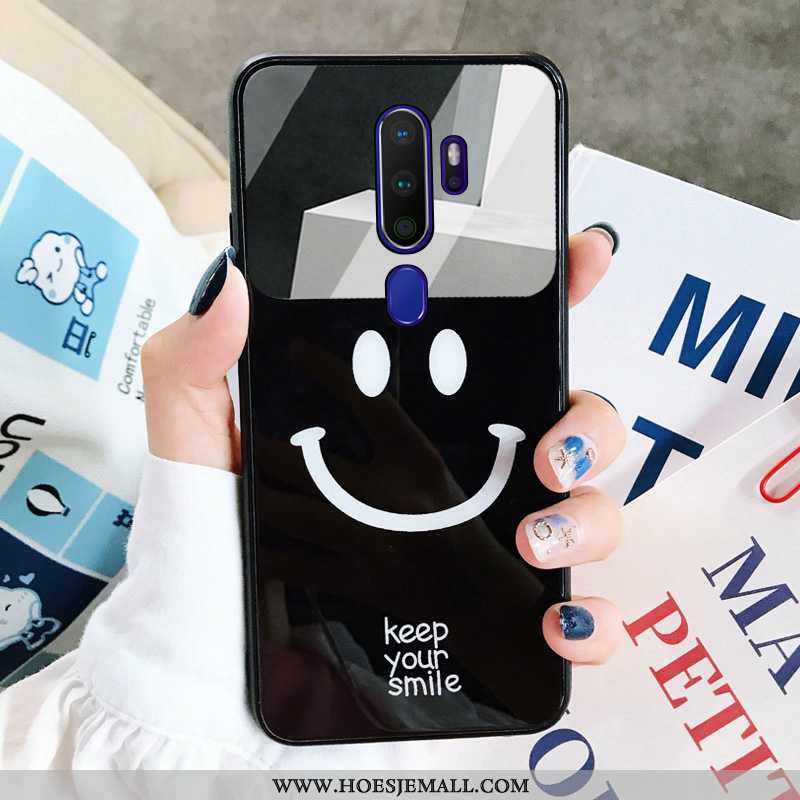 Hoes Oppo A9 2020 Glas Spotprent Skärmskydd Student Mobiele Telefoon Geel Smiley