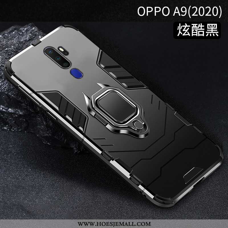 Hoesje Oppo A9 2020 Bescherming Hard Anti-fall Magnetisch Zwart Ondersteuning Effen Kleur Zwarte