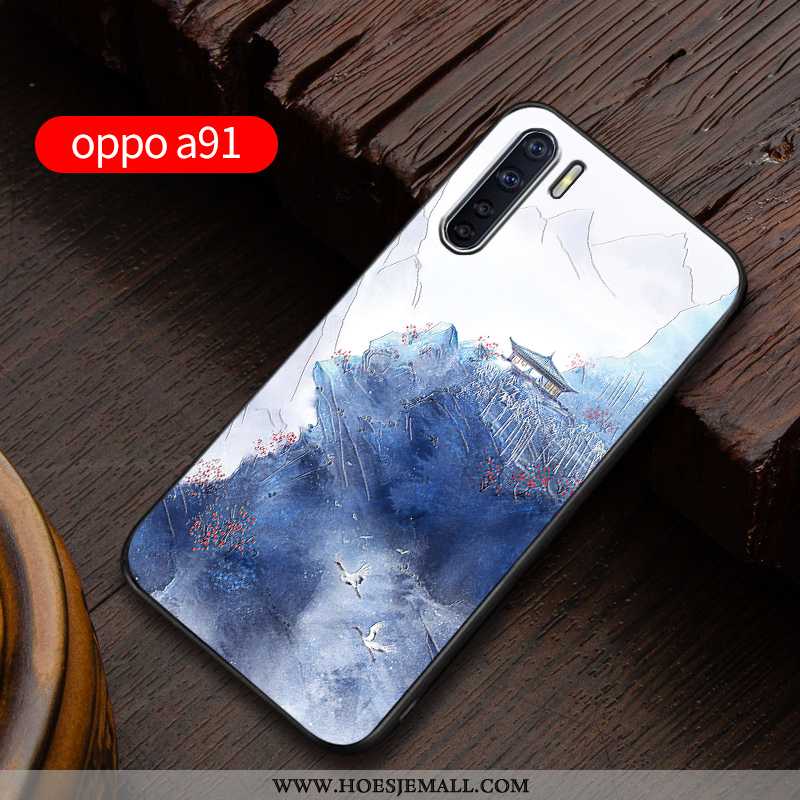 Hoes Oppo A91 Persoonlijk Reliëf Bescherming Hoesje Nieuw Mobiele Telefoon Blauwe