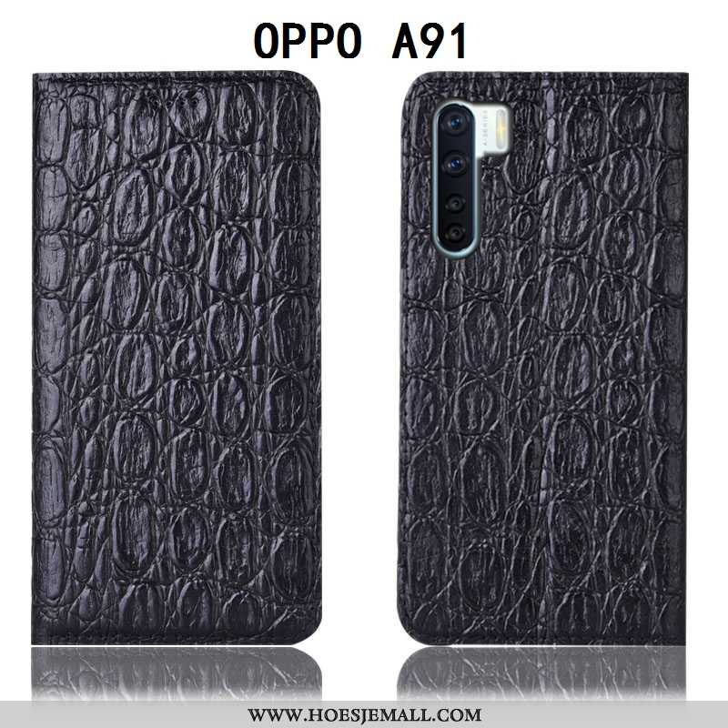 Hoesje Oppo A91 Leren Patroon Hoes All Inclusive Folio Anti-fall Mobiele Telefoon Bruine