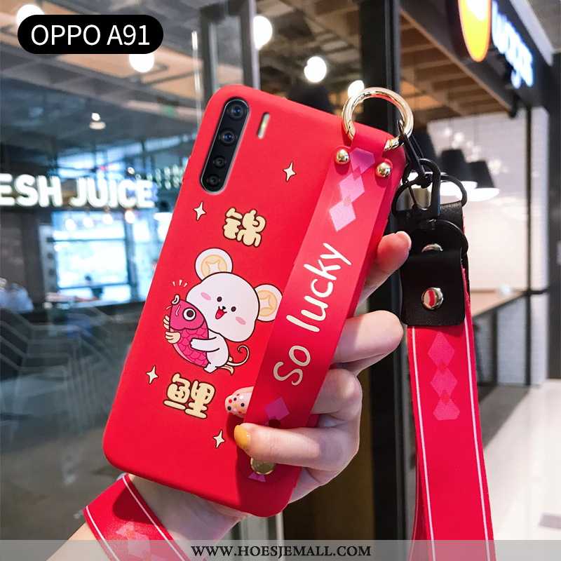 Hoesje Oppo A91 Siliconen Bescherming Mooie Anti-fall Hoes Rood