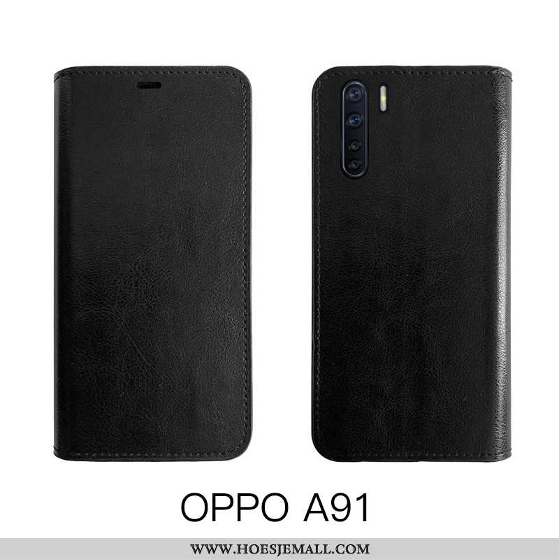 Hoes Oppo A91 Bescherming Leren Hoesje All Inclusive Koe Bruin Echt Leer Mobiele Telefoon Bruine