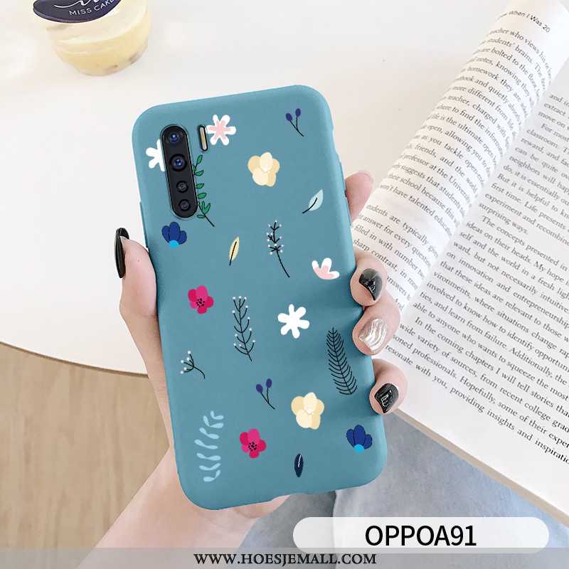 Hoesje Oppo A91 Bescherming Persoonlijk Bloemblaadjes Siliconen Blauw Eenvoudige All Inclusive Blauw