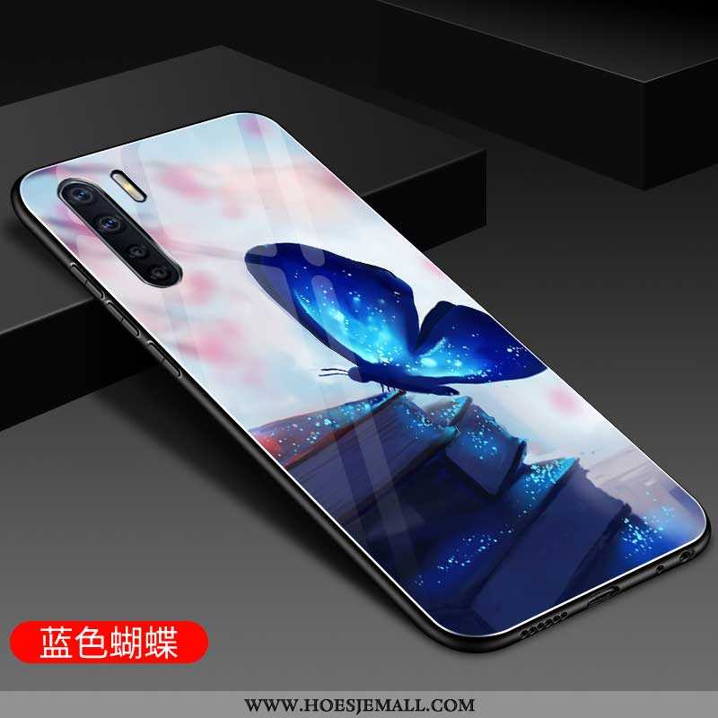 Hoesje Oppo A91 Mode Persoonlijk Spiegel Glas Siliconen Hoes Mobiele Telefoon Blauwe