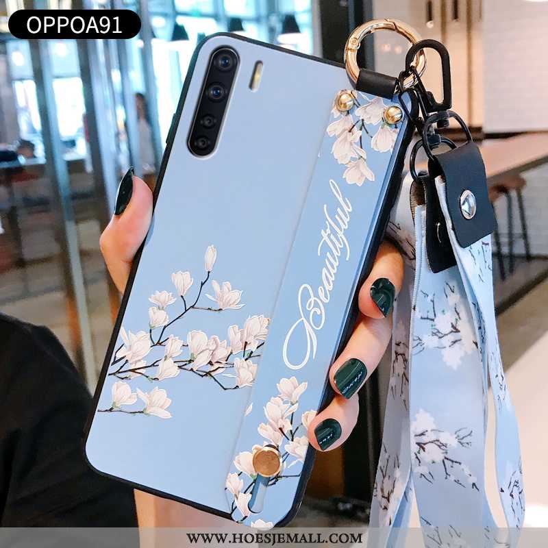 Hoes Oppo A91 Siliconen Bescherming Nieuw Scheppend Hoesje Zacht Anti-fall Blauwe