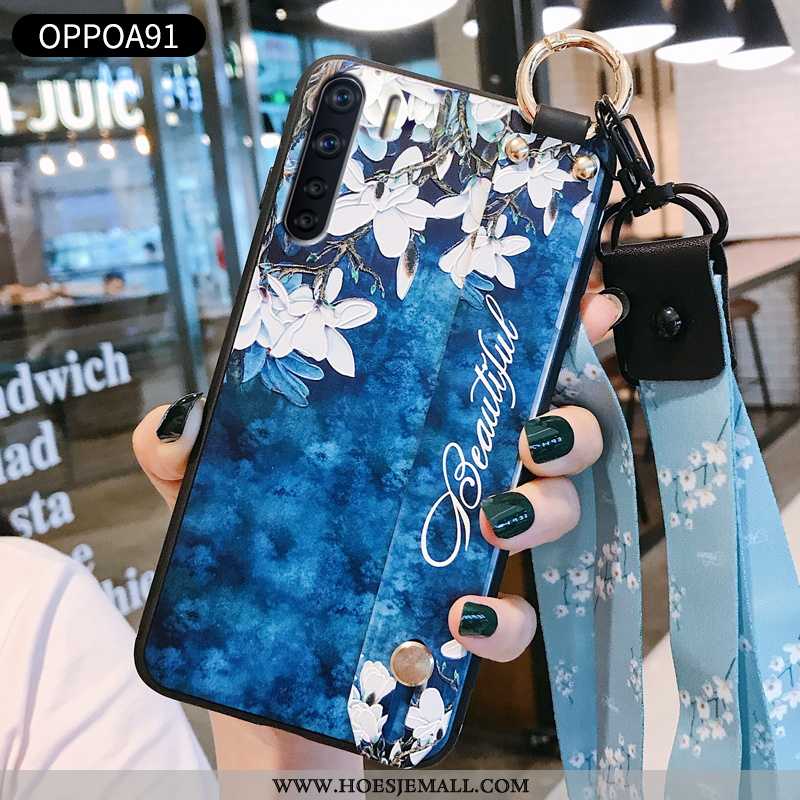 Hoes Oppo A91 Siliconen Bescherming Nieuw Scheppend Hoesje Zacht Anti-fall Blauwe