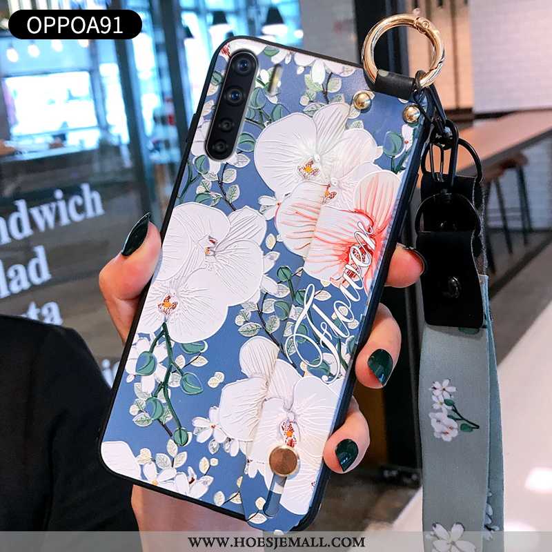 Hoes Oppo A91 Siliconen Bescherming Nieuw Scheppend Hoesje Zacht Anti-fall Blauwe