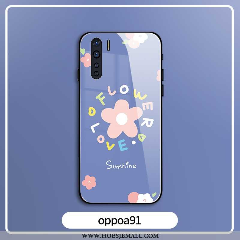 Hoesje Oppo A91 Persoonlijk Scheppend Spiegel Siliconen Anti-fall Blauw Mode Blauwe