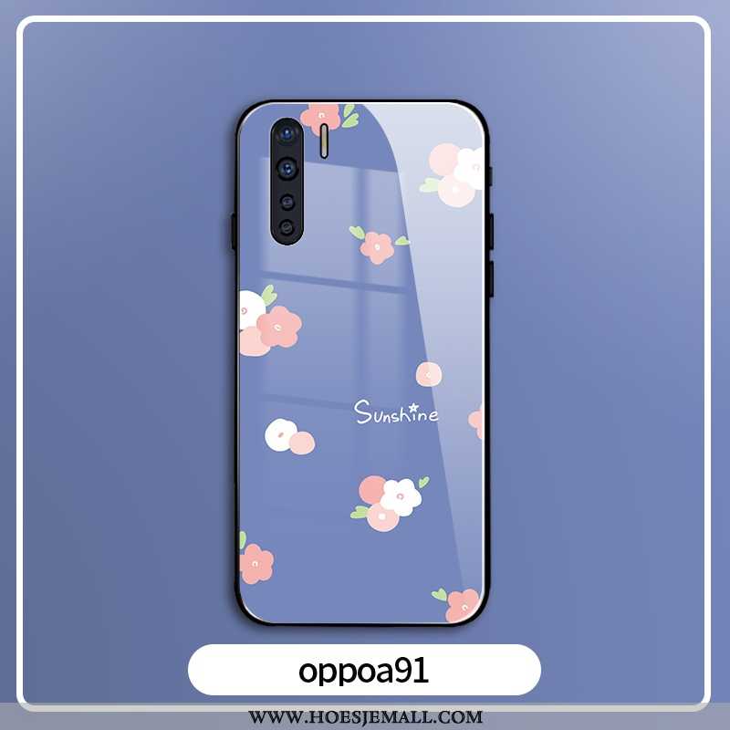 Hoesje Oppo A91 Persoonlijk Scheppend Spiegel Siliconen Anti-fall Blauw Mode Blauwe