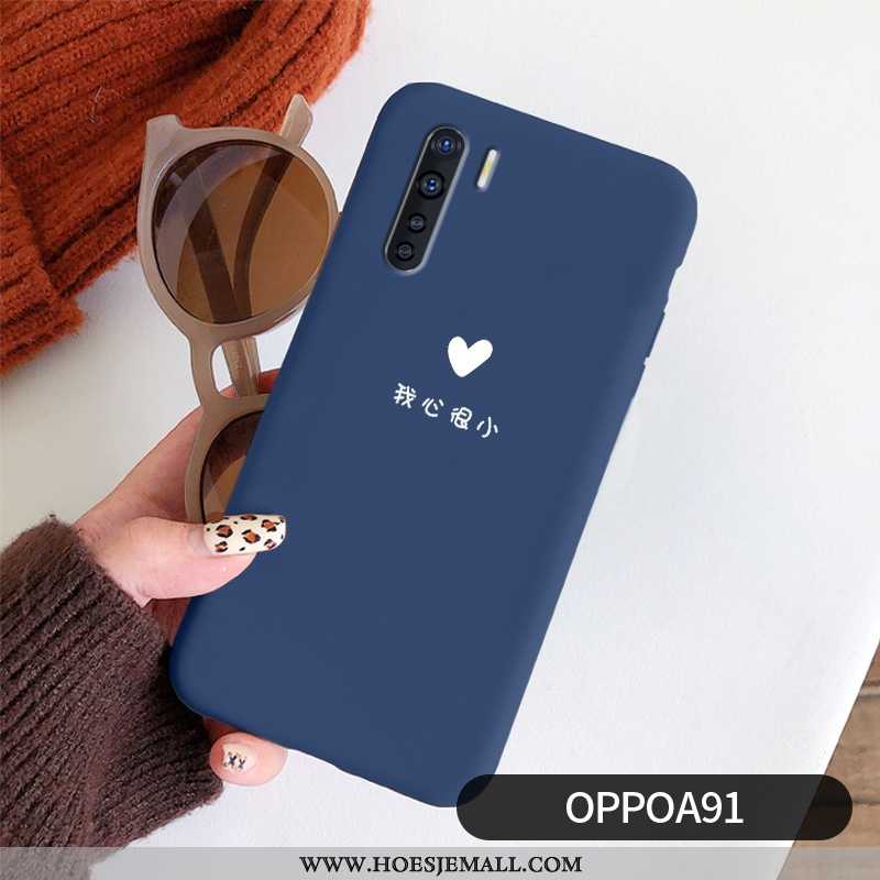 Hoesje Oppo A91 Mode Schrobben Hoes Donkerblauw Super Mobiele Telefoon Dun Donkerblauwe