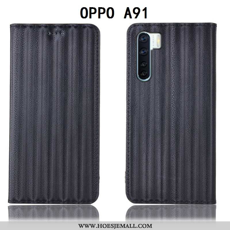 Hoes Oppo A91 Patroon Bescherming Hoesje Mobiele Telefoon Leren Purper All Inclusive