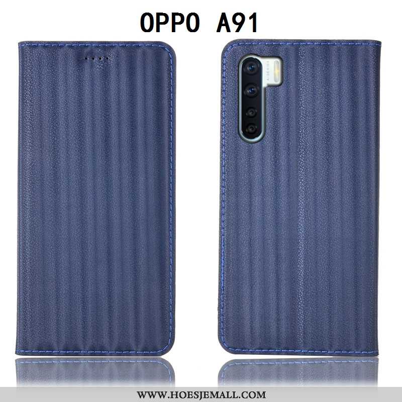 Hoes Oppo A91 Patroon Bescherming Hoesje Mobiele Telefoon Leren Purper All Inclusive