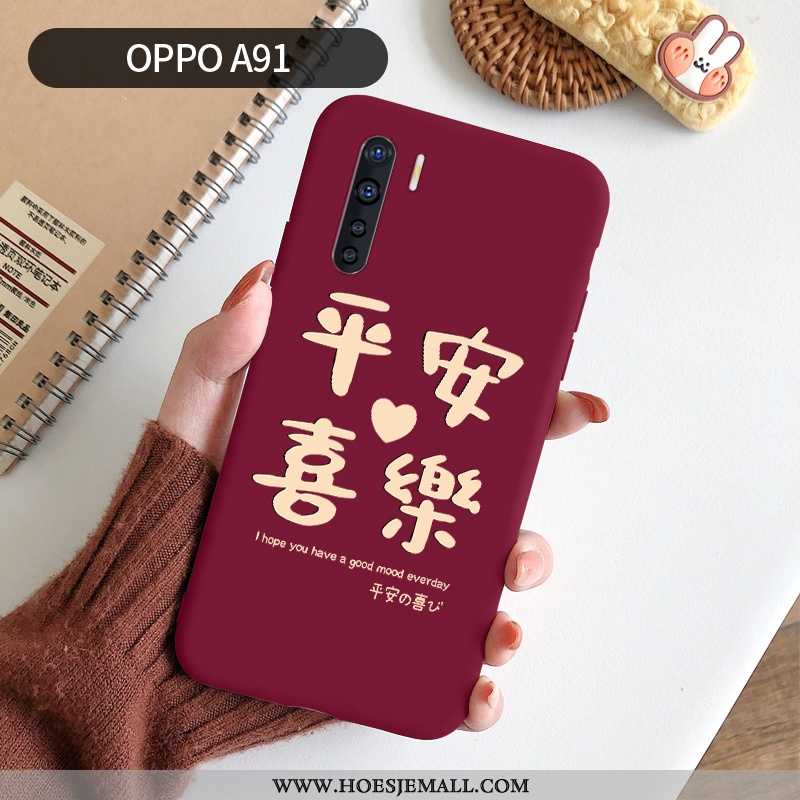 Hoes Oppo A91 Schrobben Persoonlijk Rood All Inclusive Siliconen Scheppend Eenvoudige