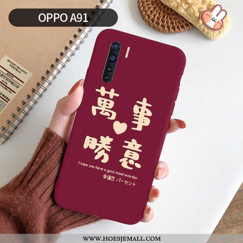 Hoes Oppo A91 Schrobben Persoonlijk Rood All Inclusive Siliconen Scheppend Eenvoudige