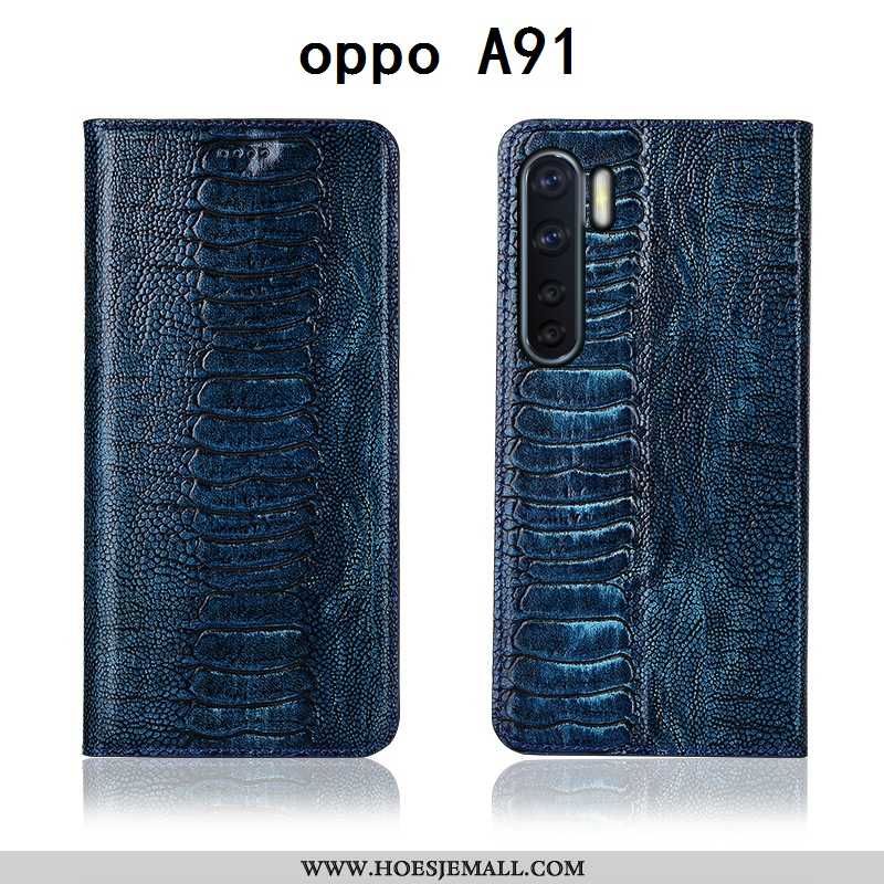 Hoes Oppo A91 Echt Leer Zacht Leren Hoesje All Inclusive Anti-fall Mobiele Telefoon Bruine