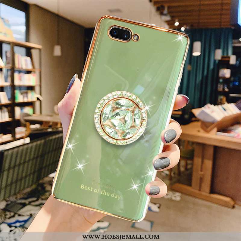 Hoesje Oppo Ax5 Luxe Persoonlijk Anti-fall Kristal Groen Hoes Ondersteuning